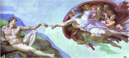Michelangelo. The Creation of Adam. 1508 - 1512. Fresco. The Sistine Chapel.