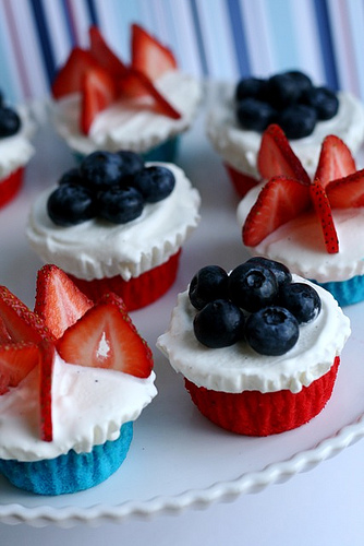 Red, White, and Blue Ice Cream Cupcakes