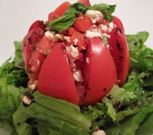 Tomato Salad with Feta, Basil and Balsamic Reduction