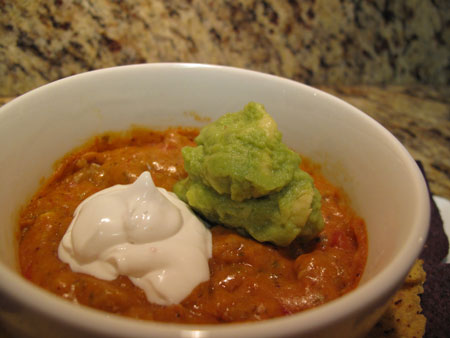 Vegan Queso with Sour Cream and Guacamole