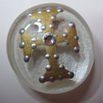 Cross Painted Glass Marble Magnet