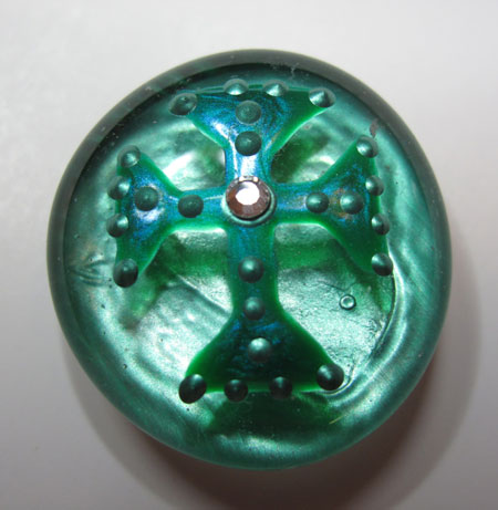 Glass Marble Magnet Green Cross