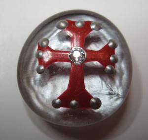 Glass Marble Magnet Red Cross