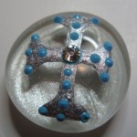 Cross Painted Glass Marble Magnet