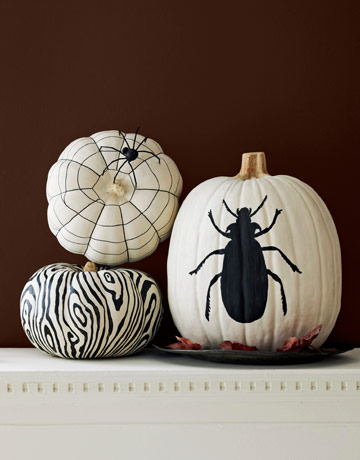 Graphic Black and White Painted Pumpkins