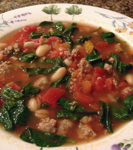 Sausage, White Bean & Spinach Soup