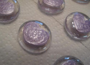 Heart Glass Marble Magnet Lavender