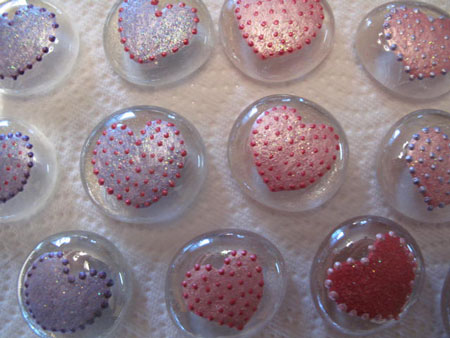 Heart Painted Glass Marble Magnets