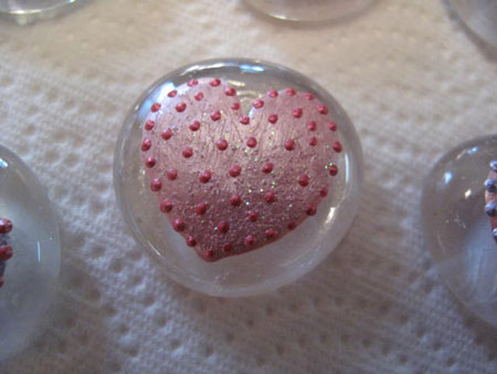 Heart Painted Glass Marble Magnet d1