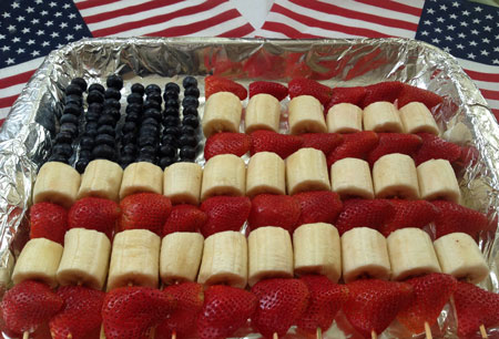 Patriotic Dessert: Red, White, & Blue Fruit Flag